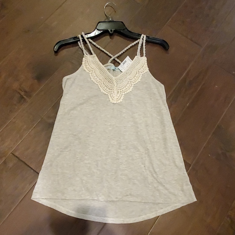 NWT. Strappy Lightweight Top With Crochet Detail